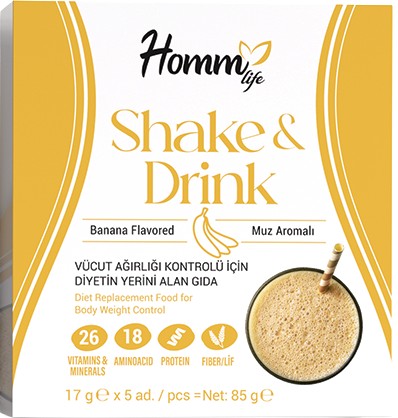 Homm Life Muz Aromalı Shake & Drink İçecek Tozu (17 g x 5 Adet)