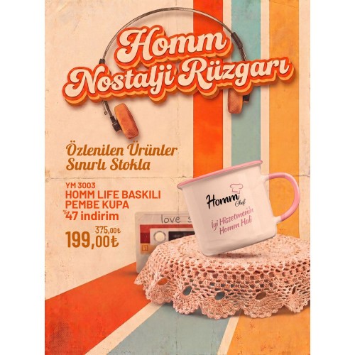 Homm Life Özel Tasarım Baskılı Pembe Porselen Kupa - 300 ml